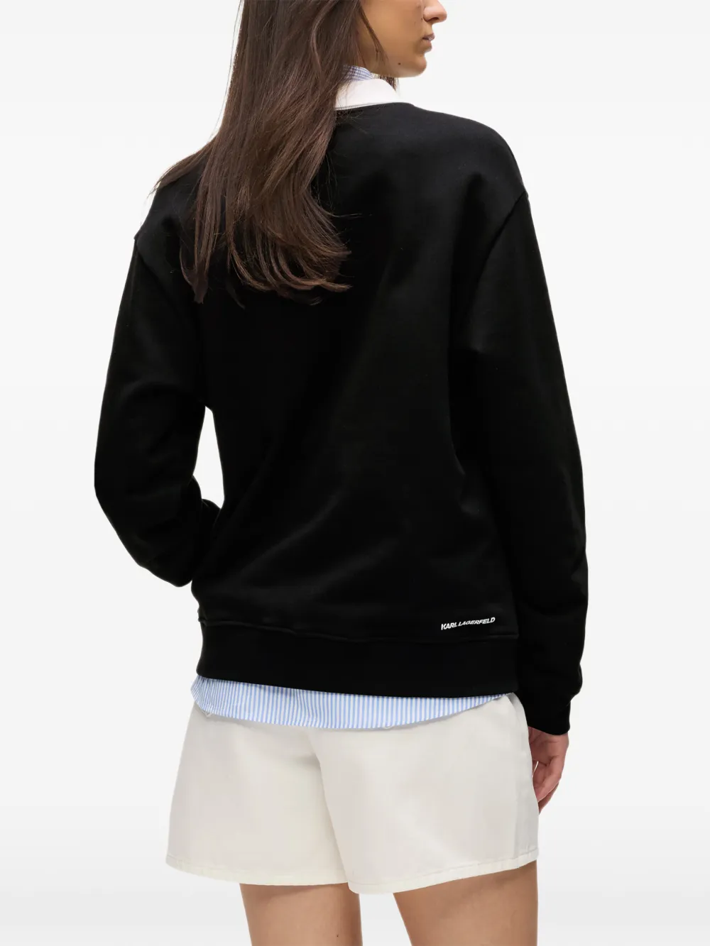 Karl Lagerfeld Ikon sweater met kraag Zwart