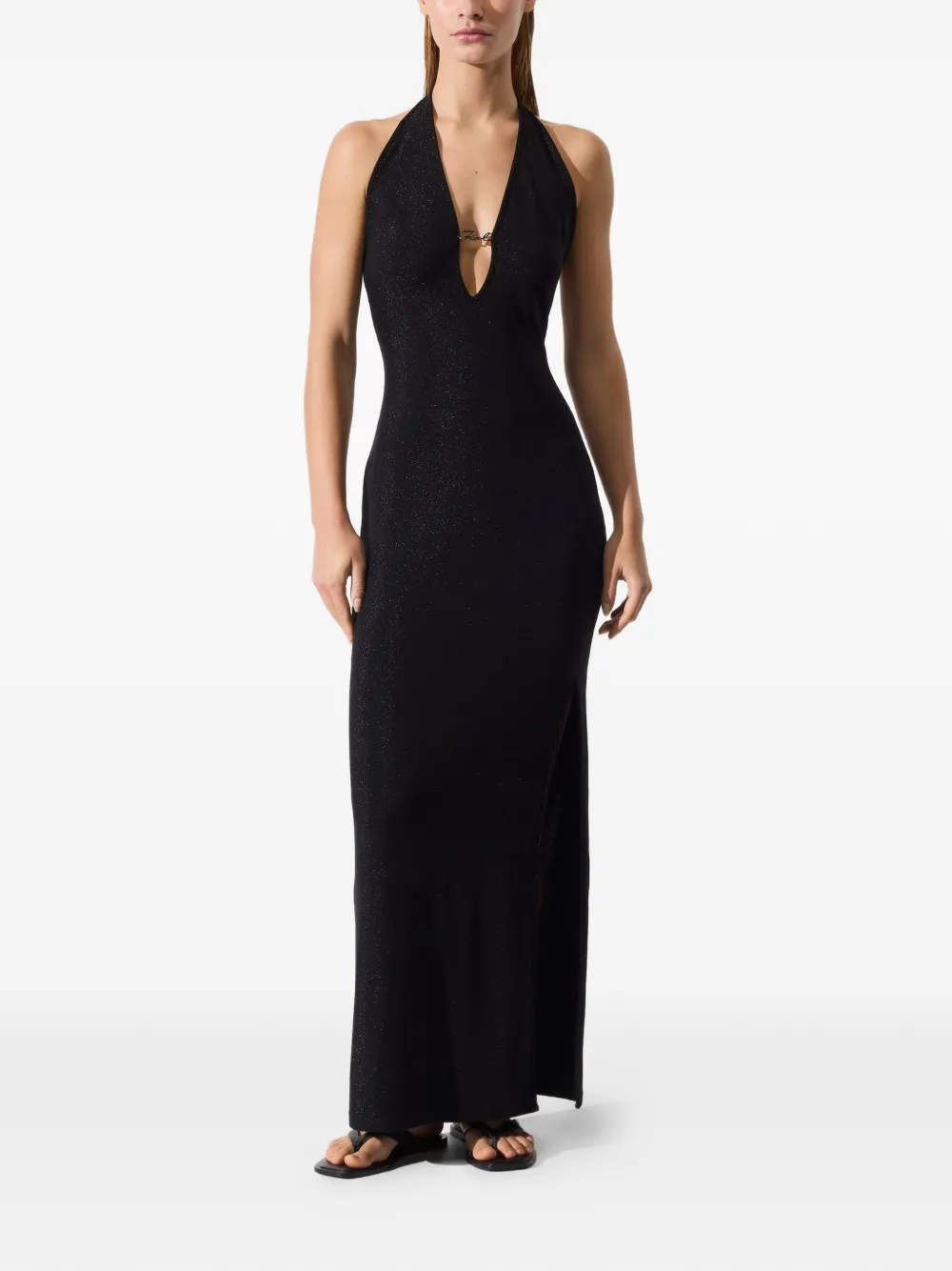 Karl Lagerfeld Maxi Signature lurex jurk Zwart