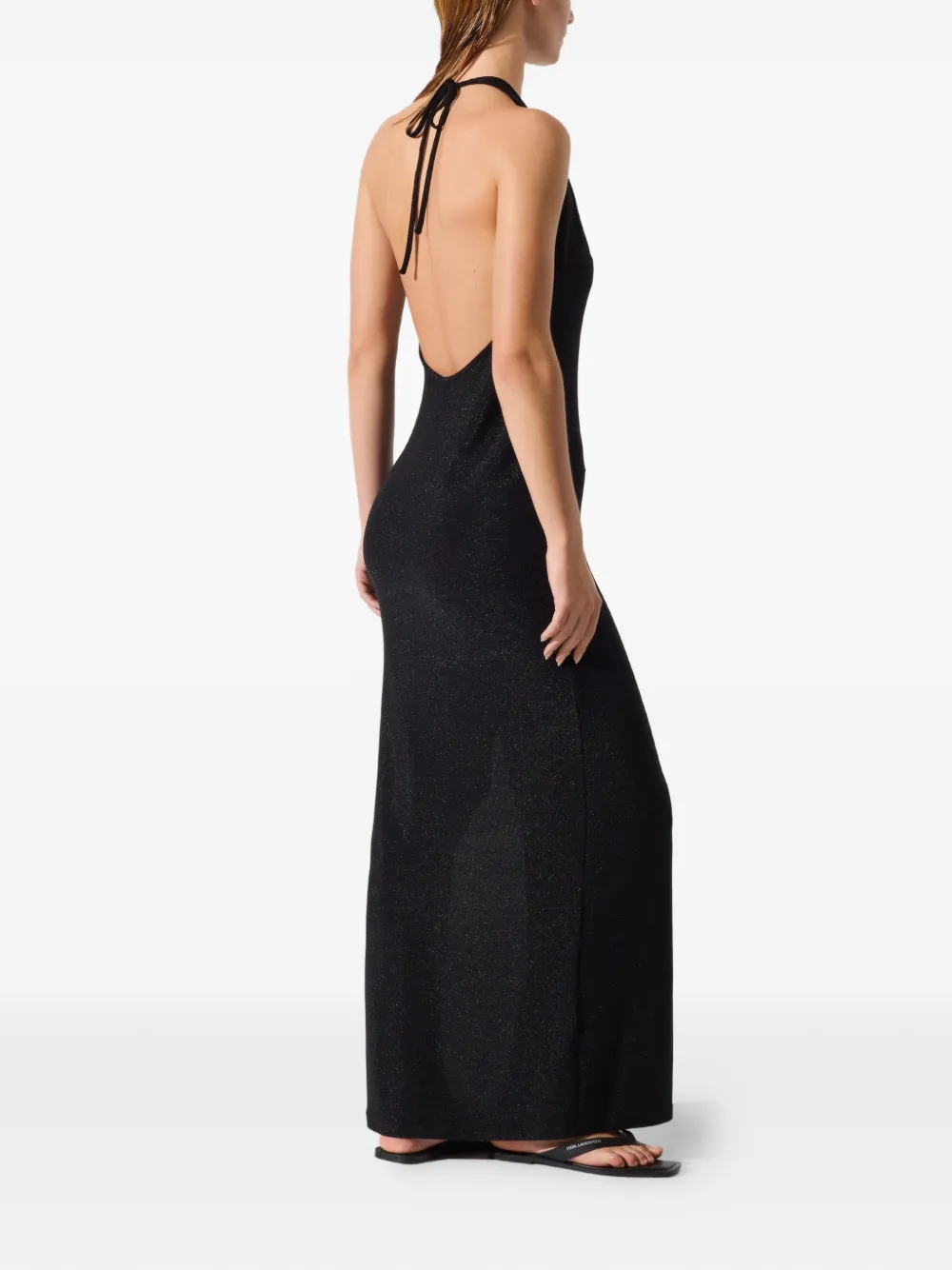 Karl Lagerfeld Maxi Signature lurex jurk Zwart