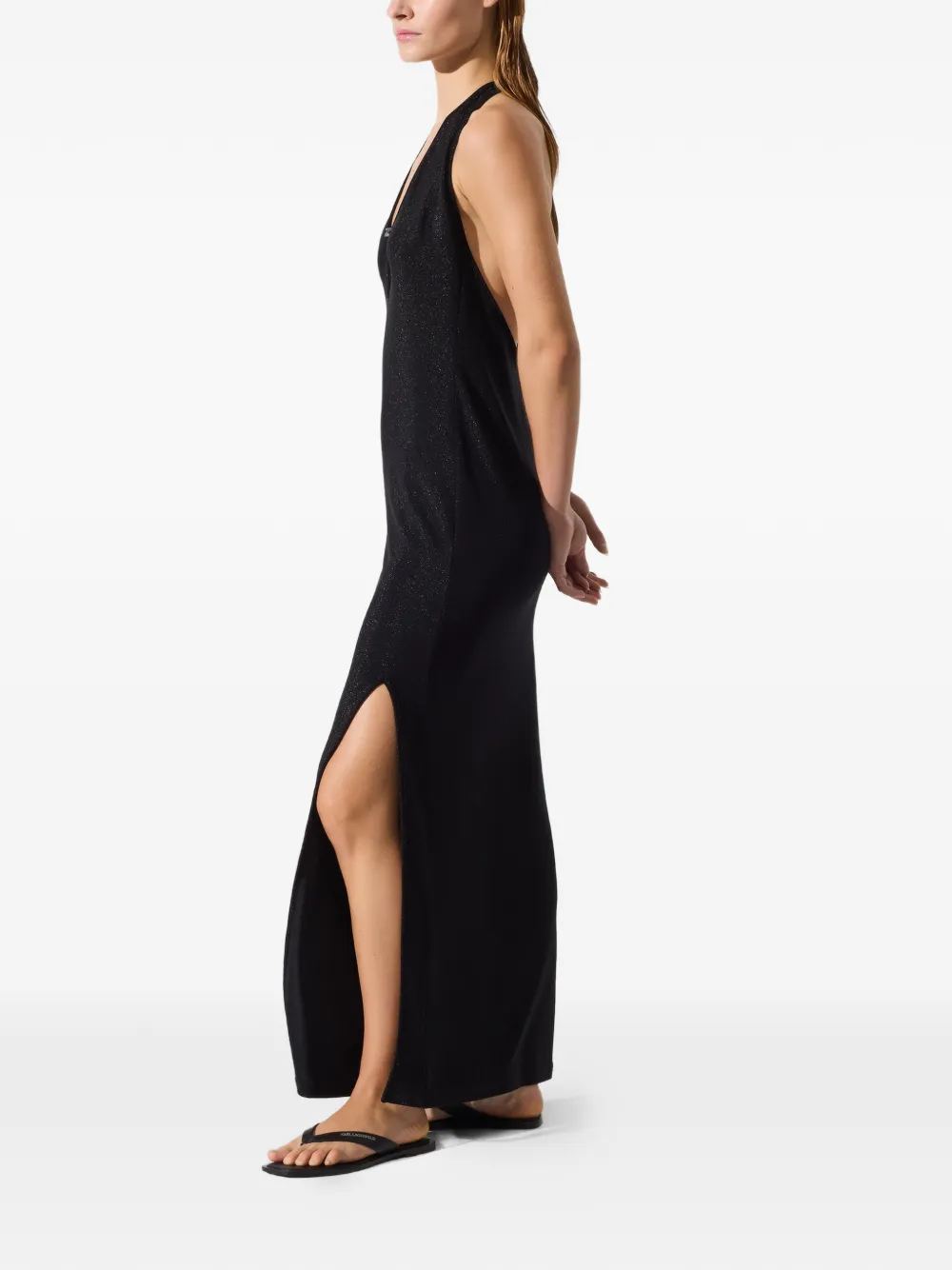 Karl Lagerfeld Maxi Signature lurex jurk Zwart