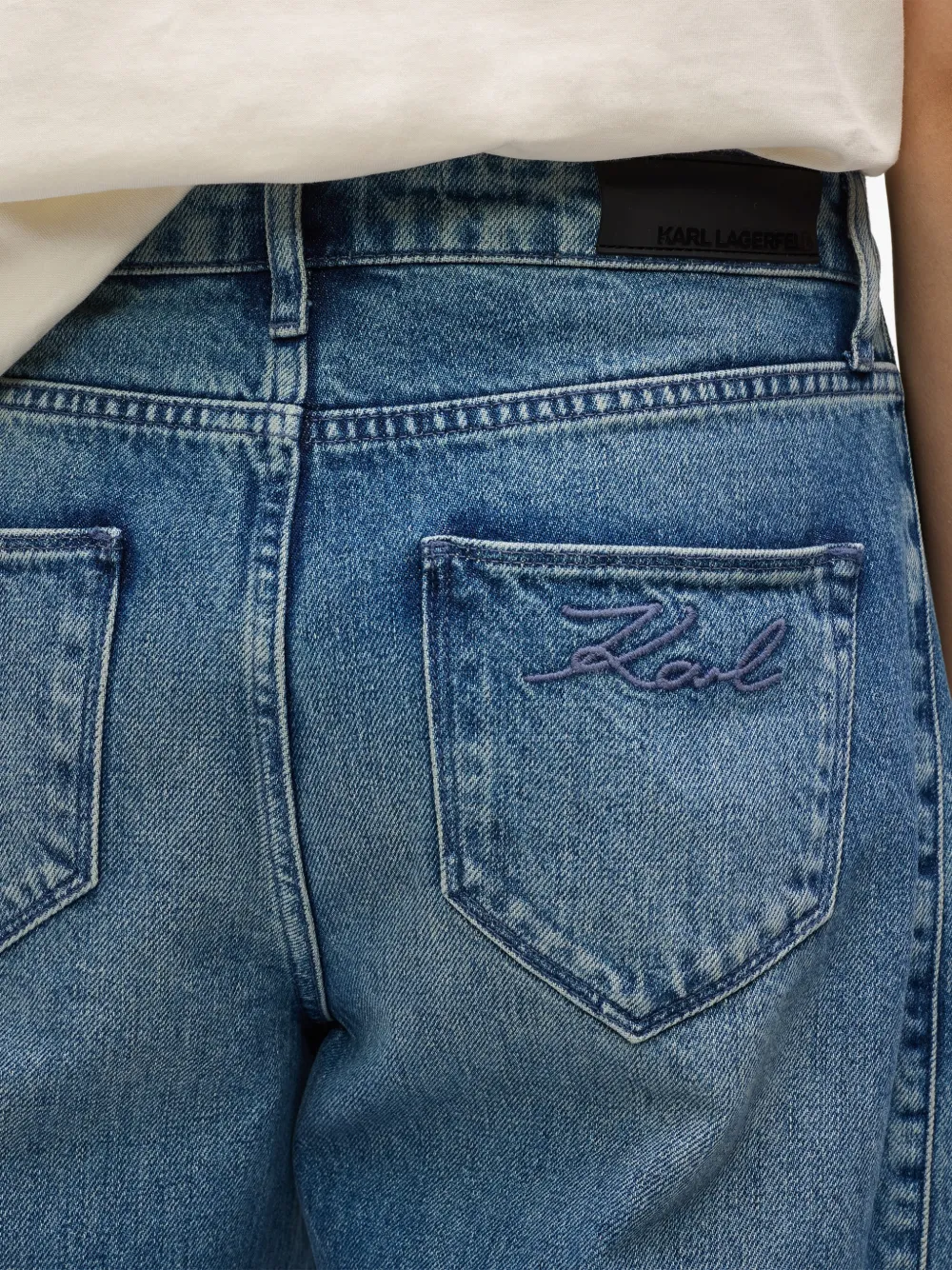 Karl Lagerfeld Jeans met riemlussen en zak Blauw