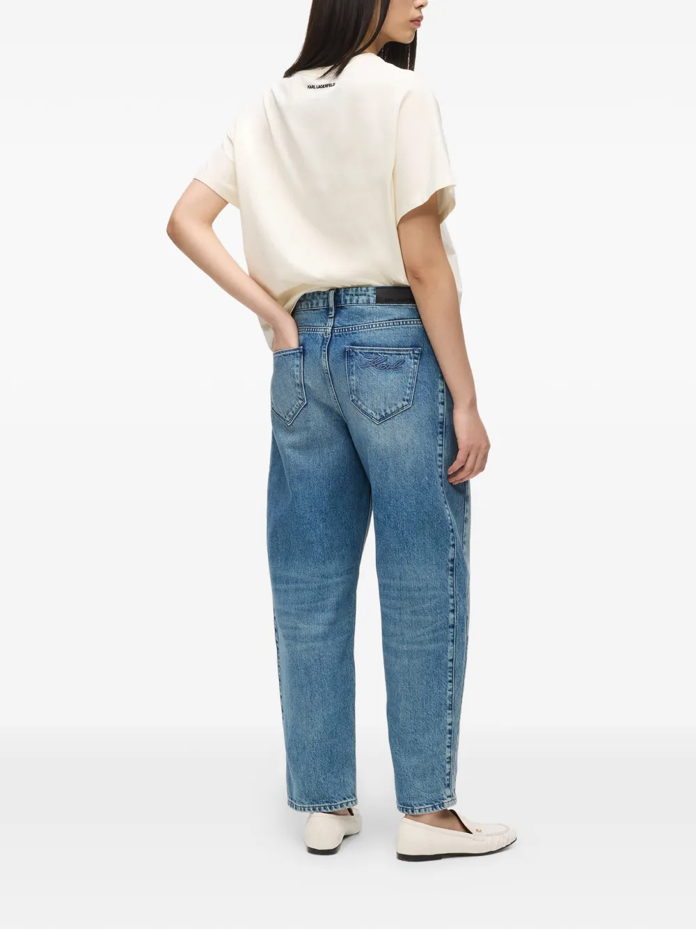 Karl Lagerfeld Jeans met riemlussen en zak Blauw