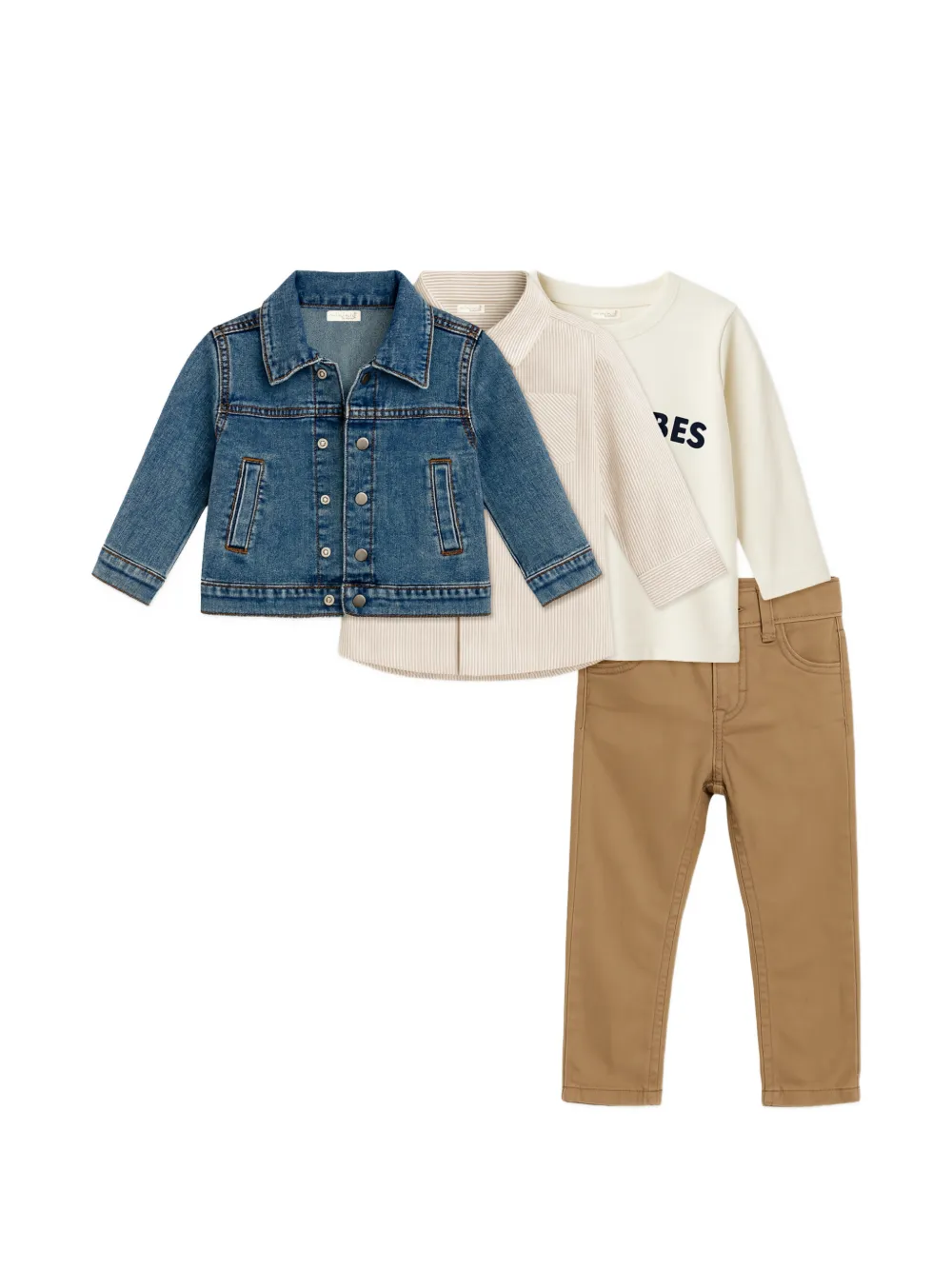 Mininio Babies' Belt-loops Trousers Set (set Of Four) In Neutral