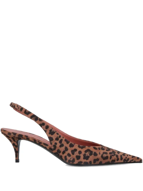 Amina Muaddi 55mm Anok Slingback Pumps in Brown
