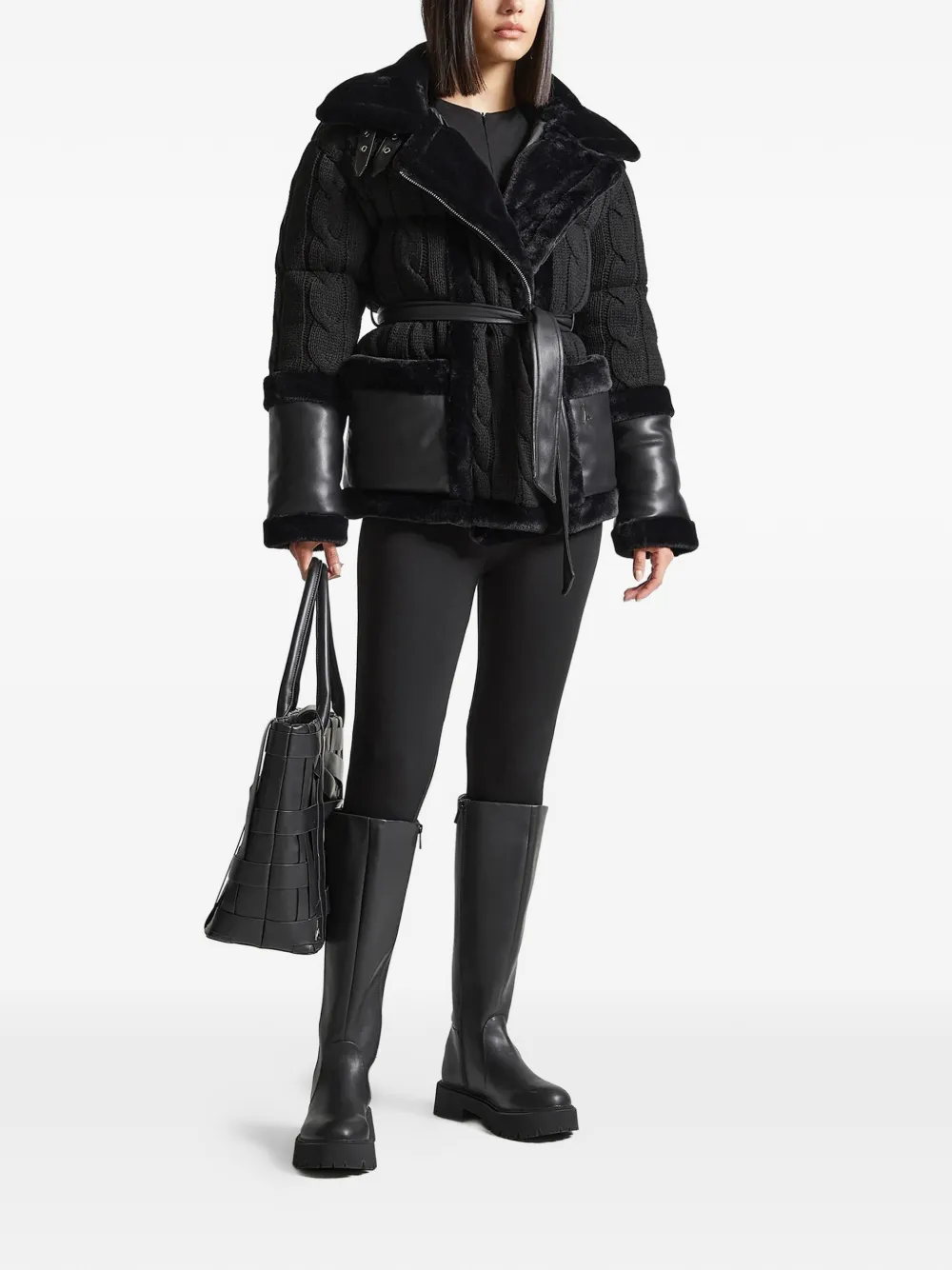 Manière De Voir Tara Belted Jacket In Black