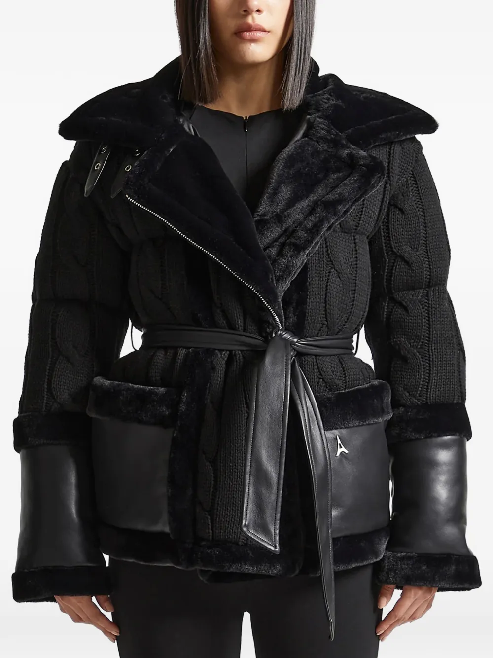 Manière De Voir Tara Belted Jacket In Black