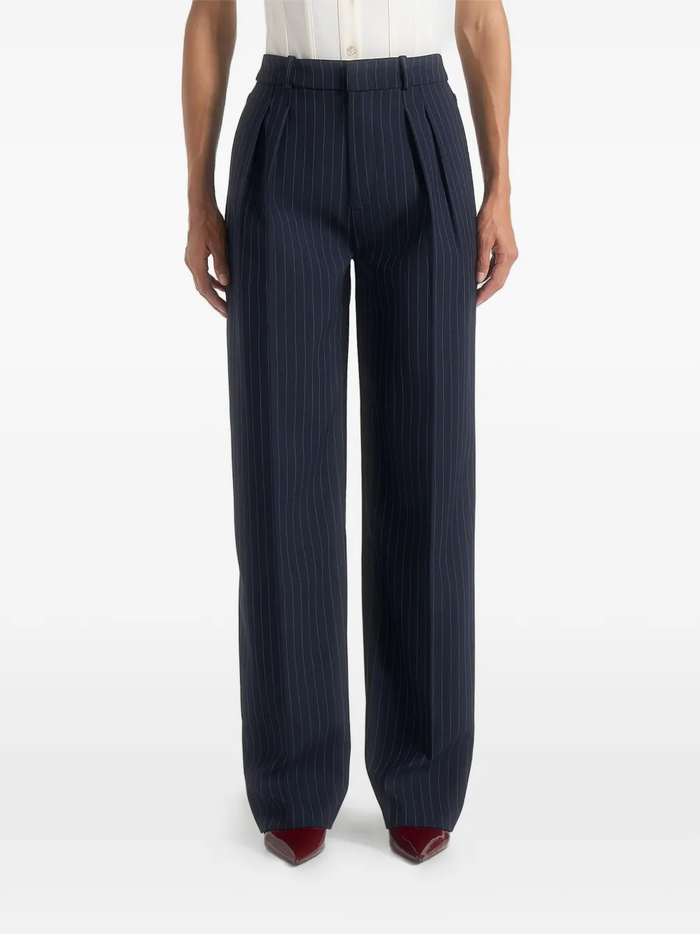 Manière De Voir Julie pantalon met krijtstreep en plooien Blauw