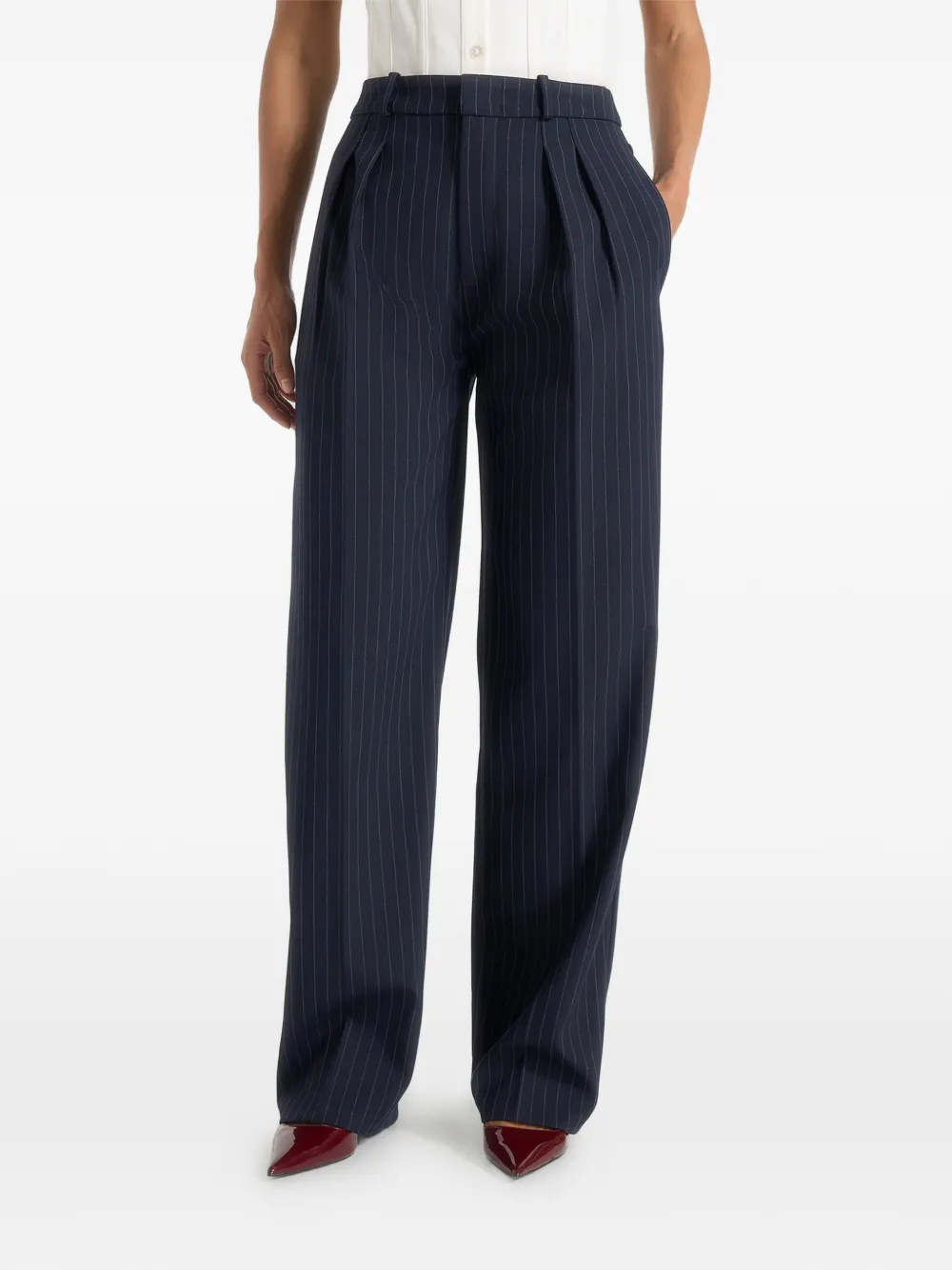 Manière De Voir Julie pantalon met krijtstreep en plooien Blauw