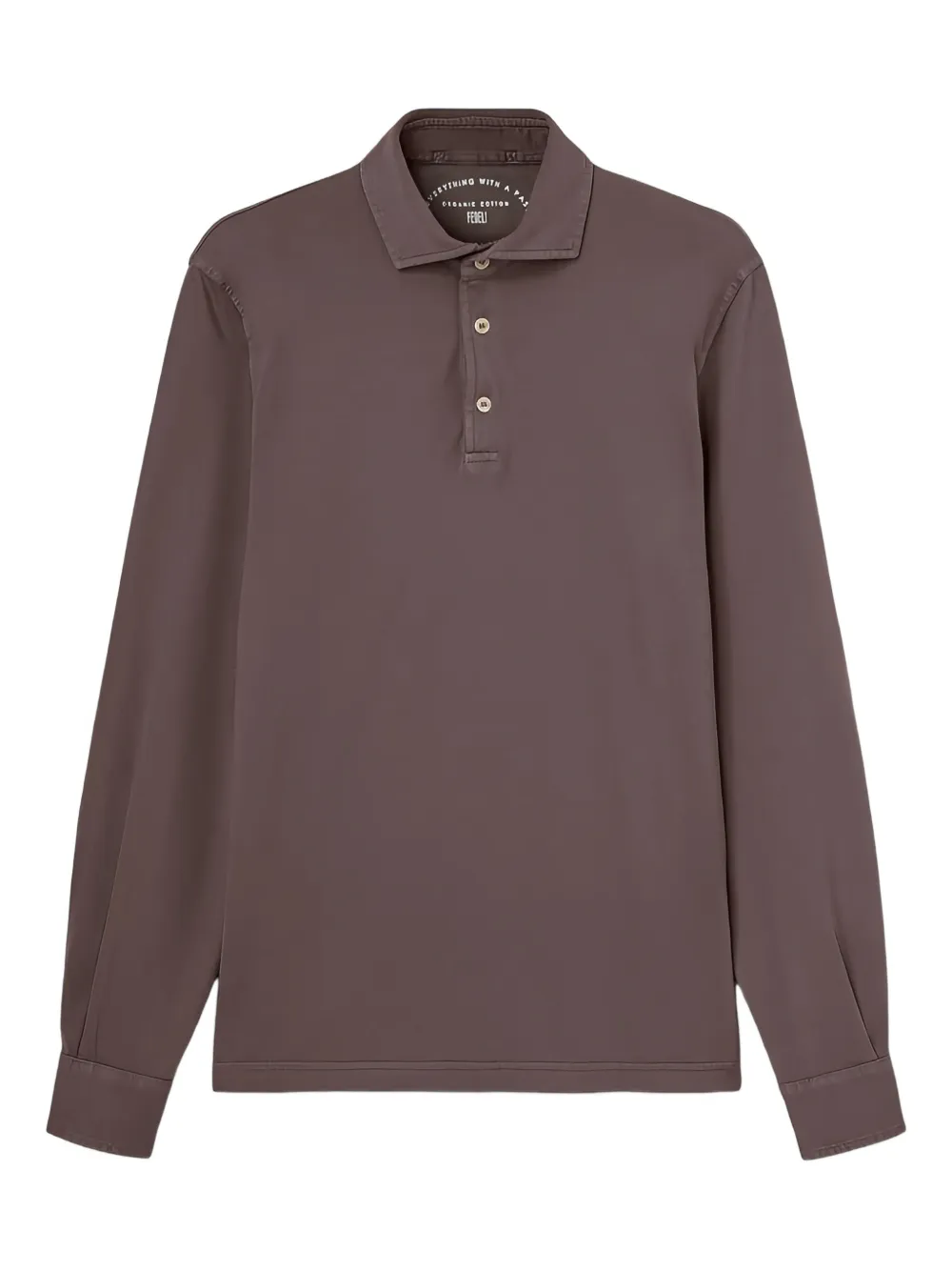 Fedeli buttoned long-sleeve polo shirt - Bruin