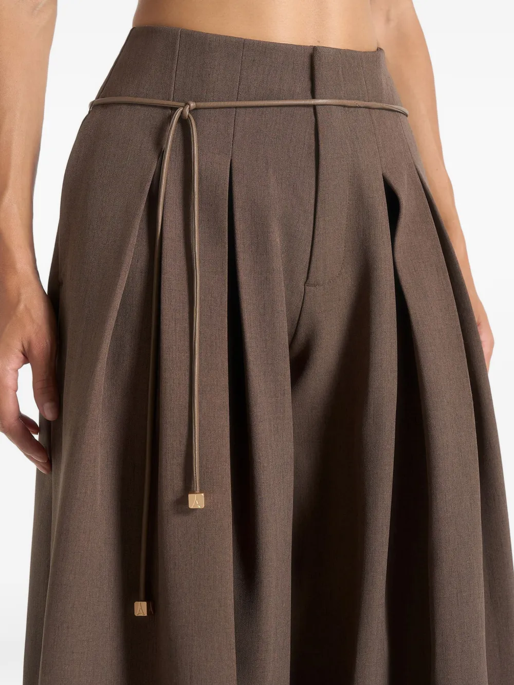 Manière De Voir Flora Pleated Belted Trousers In Brown
