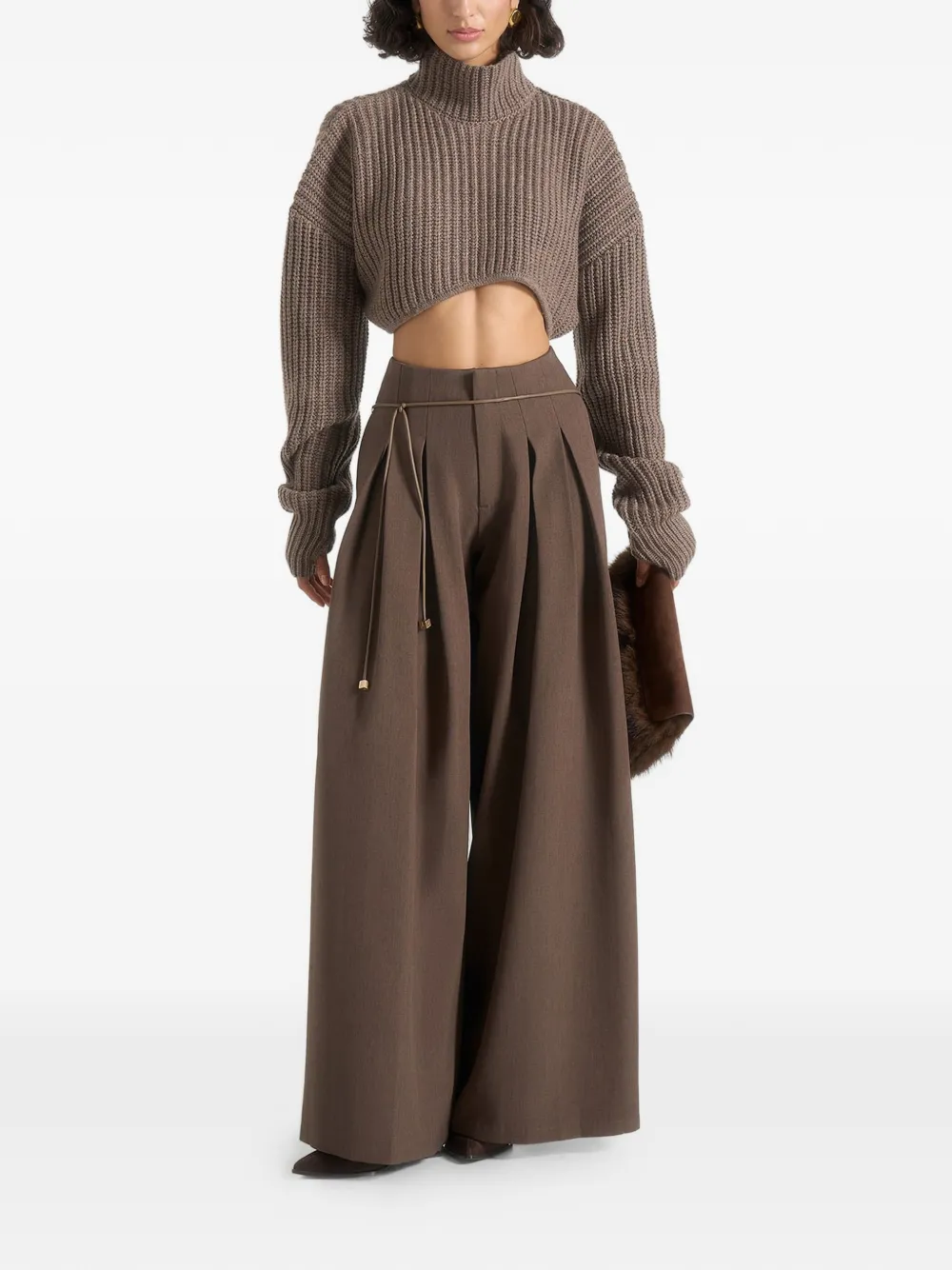 Manière De Voir Flora pleated belted trousers - Bruin