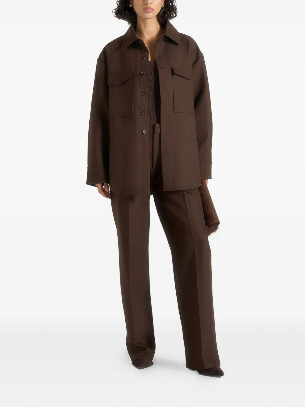 Manière De Voir Joy chest-pocket shirt - Bruin