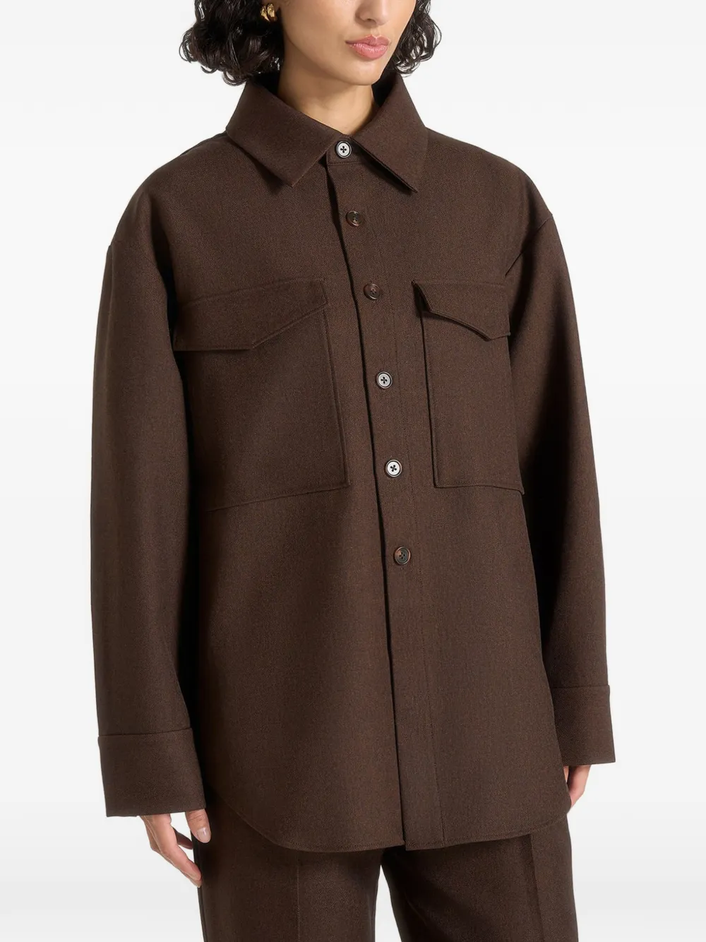 Manière De Voir Joy getailleerde oversized blouse Bruin