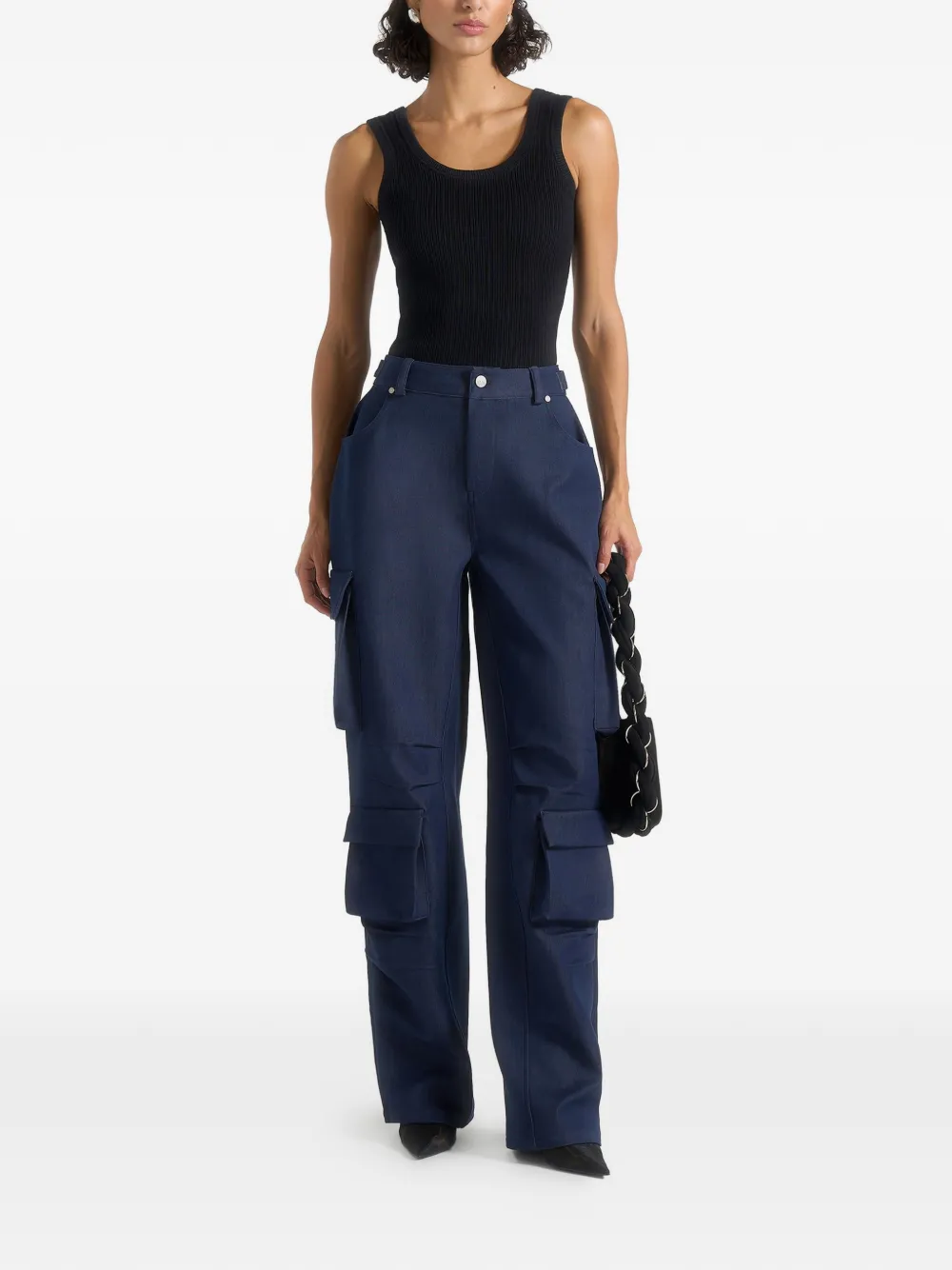 Manière De Voir Emilie high-waist cargo broek Blauw