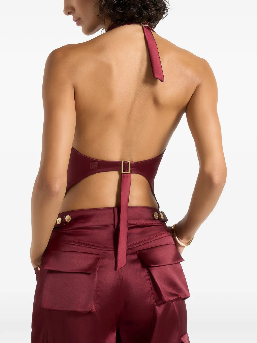 Claudette Halterneck Backless Satin Top