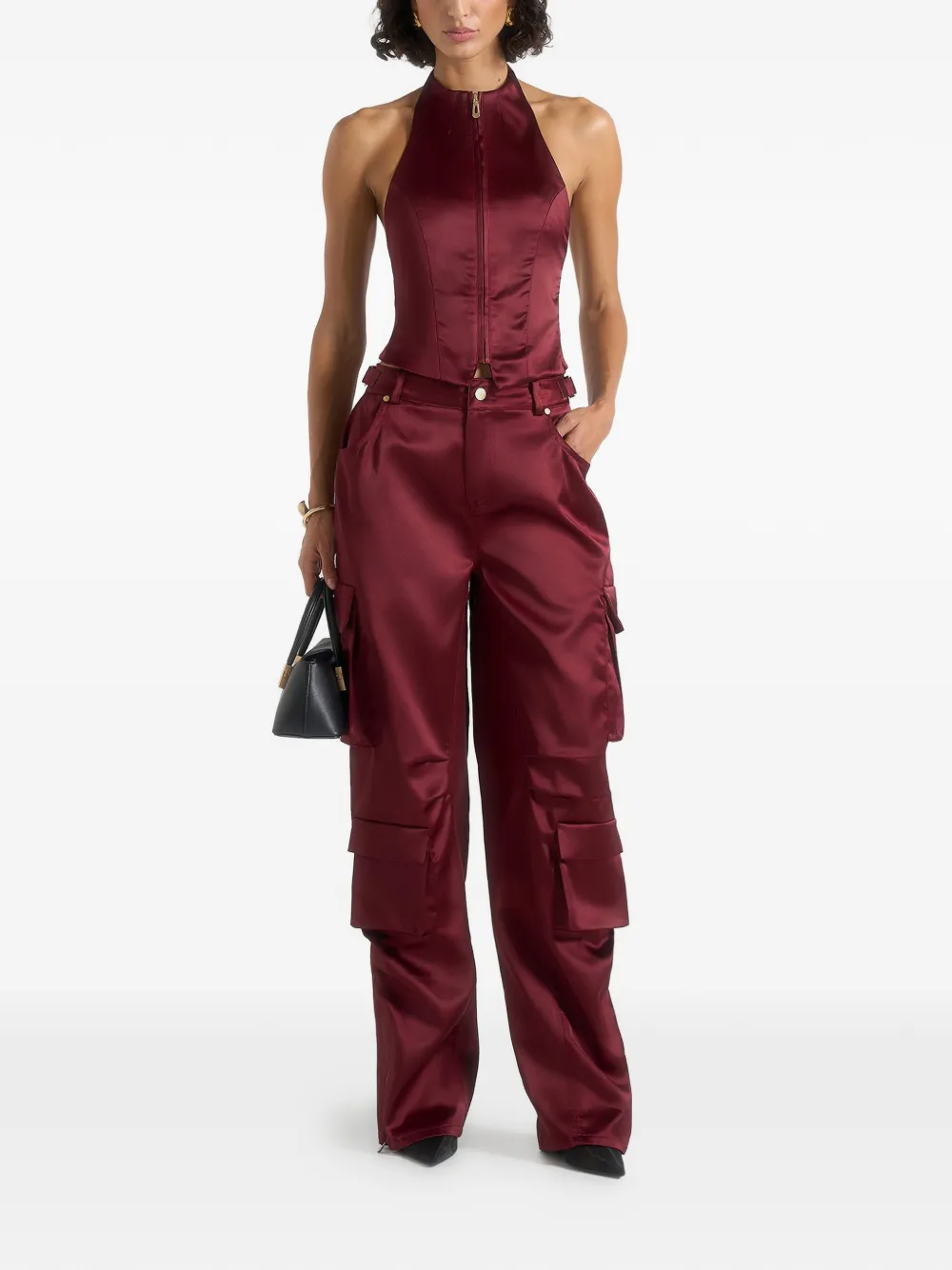 Claudette Halterneck Backless Satin Top