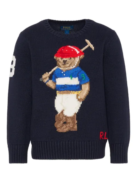 POLO RALPH LAUREN KIDS bear-embroidered long-sleeve sweater