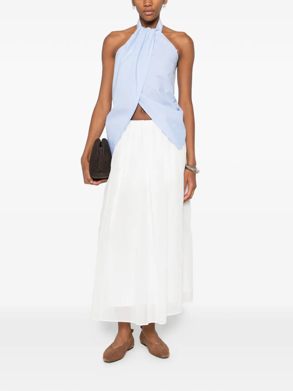 Brunello Cucinelli Silk Maxi Skirt In White