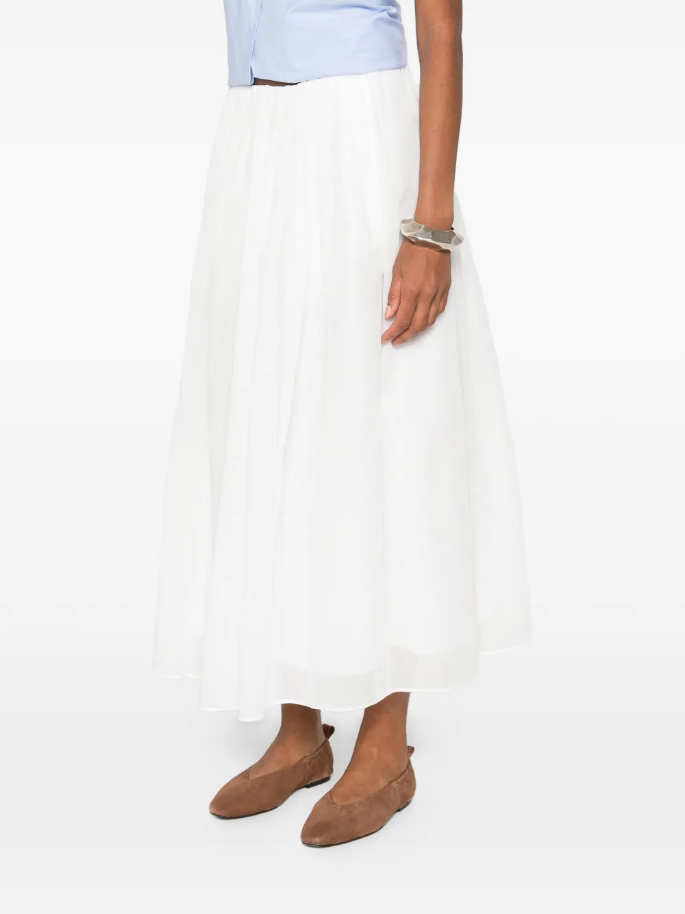 Brunello Cucinelli Silk Maxi Skirt In White