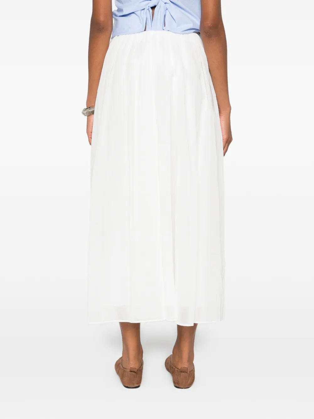 Brunello Cucinelli Silk Maxi Skirt In White