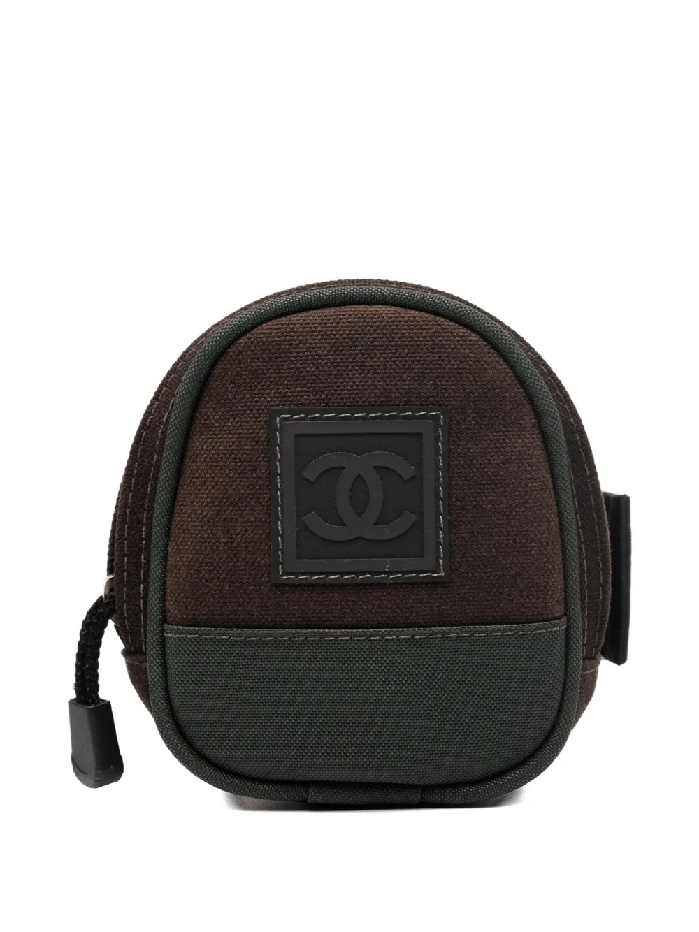 Pre-owned Chanel 2003-2004 Cc Sports Line Canvas And Nylon Arm Pouch In Brown