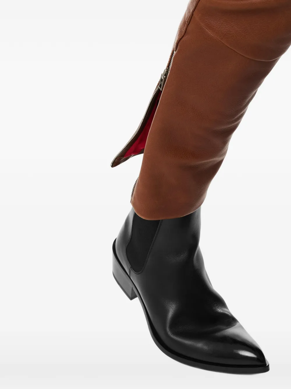 TOM FORD Leren broek met gesp Bruin