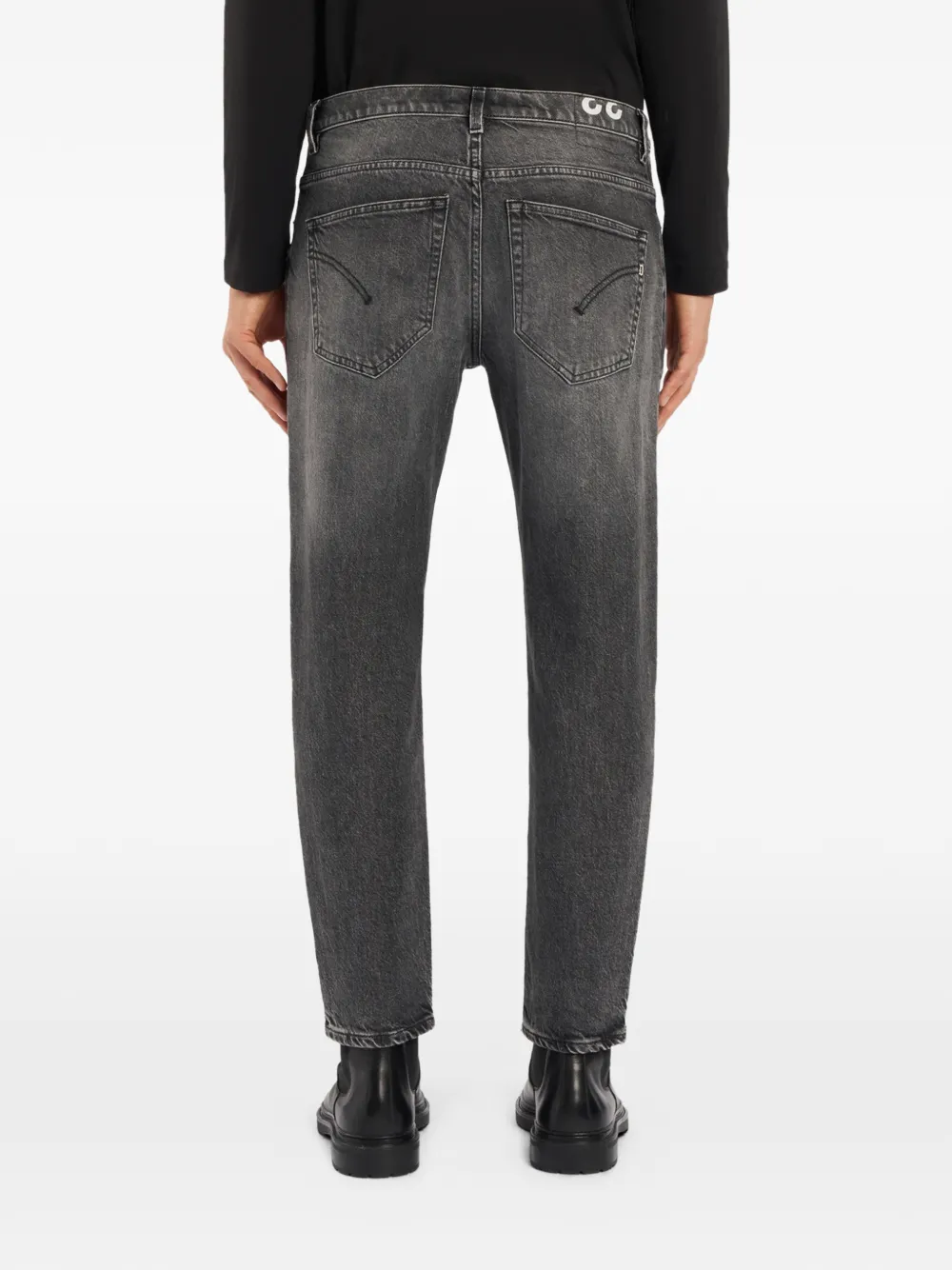 Dondup Straight-leg Black Denim Trousers With Five-pocket Design In Black