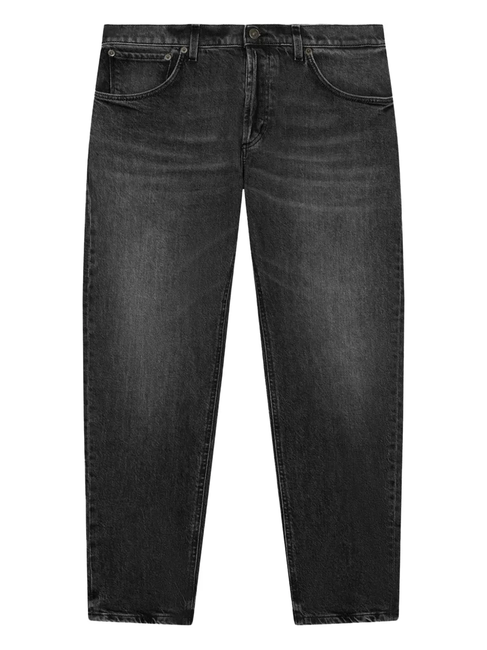 Dondup Straight-leg Black Denim Trousers With Five-pocket Design In Black