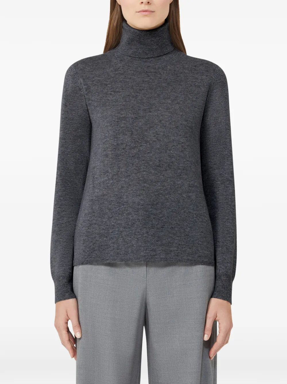 Max Mara Roll-neck Long-sleeve Jumper In Gray