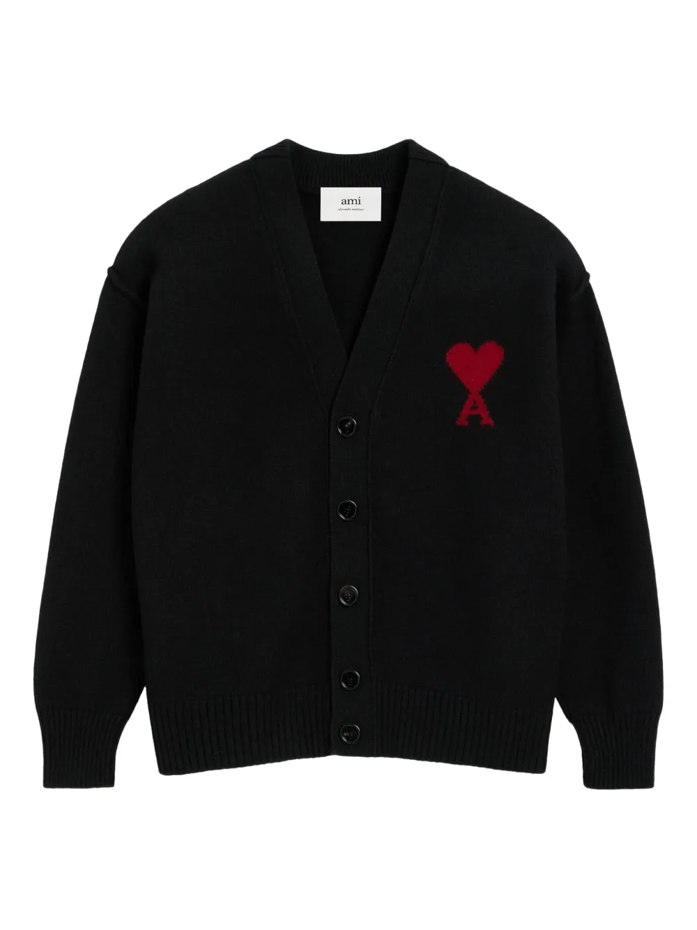 AMI Paris Ami de Coeur button cardigan Zwart
