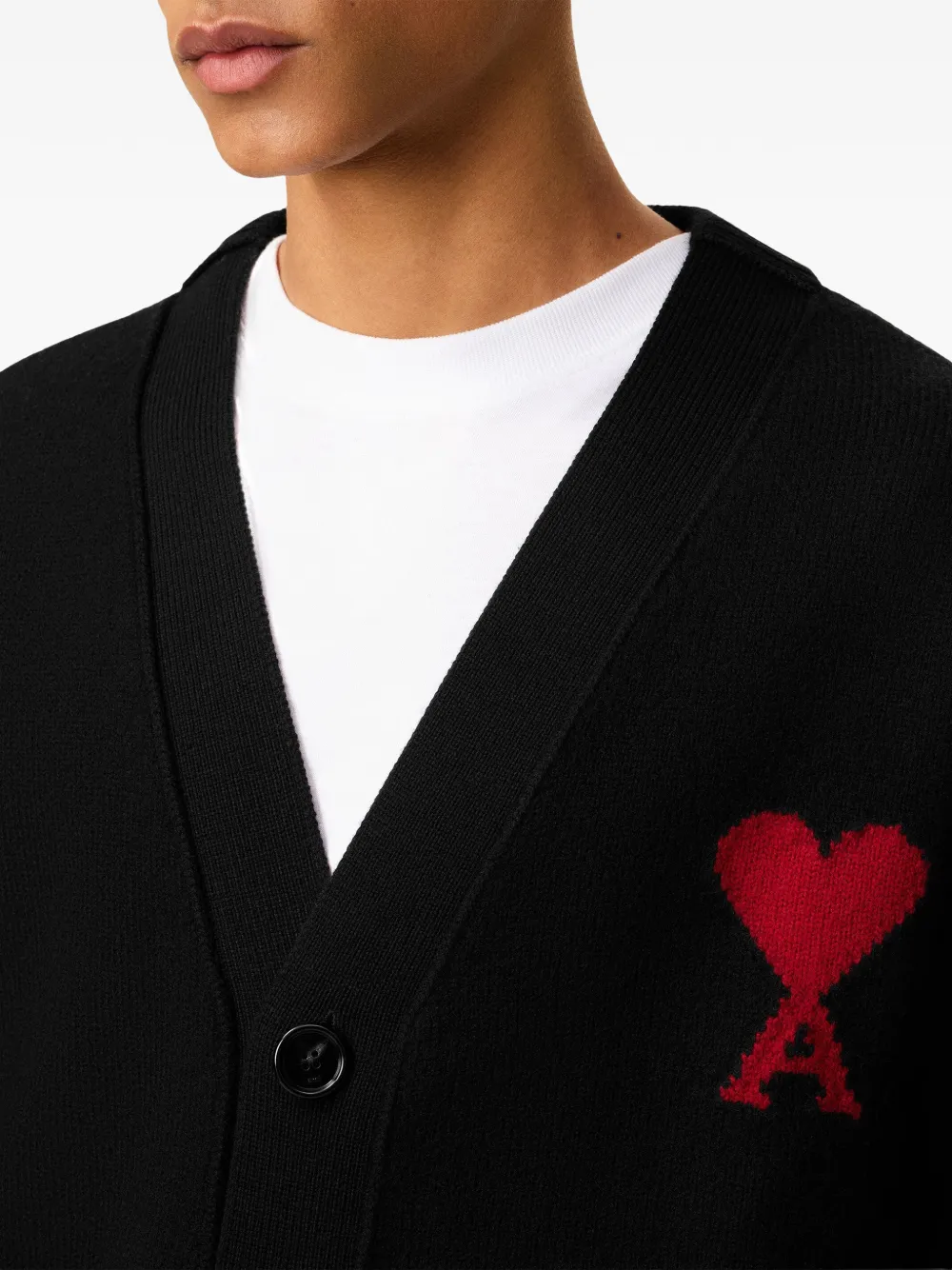 AMI Paris Ami de Coeur button cardigan Zwart