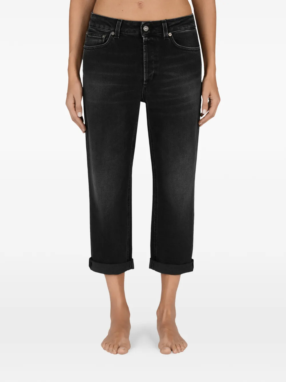 DONDUP Koons cuffed-hem cropped jeans - Zwart