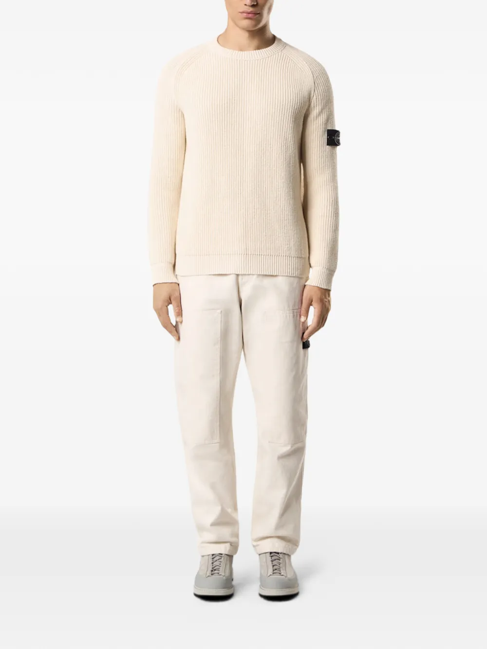 Stone Island Compass-badge ribbed sweater - Beige