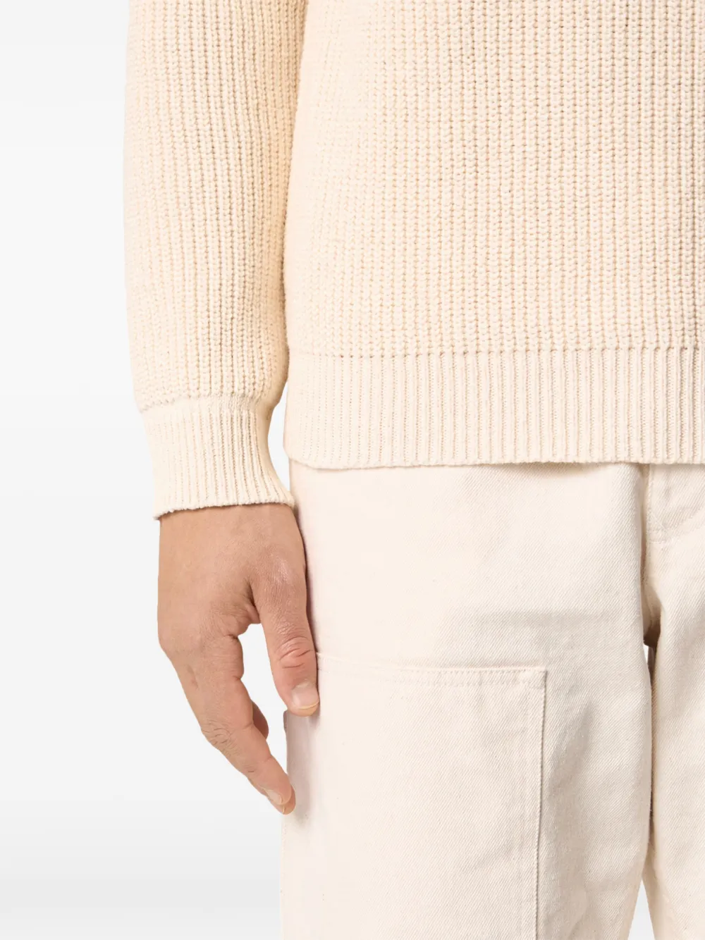 Stone Island Compass-badge Ribbed Sweater In Neutral