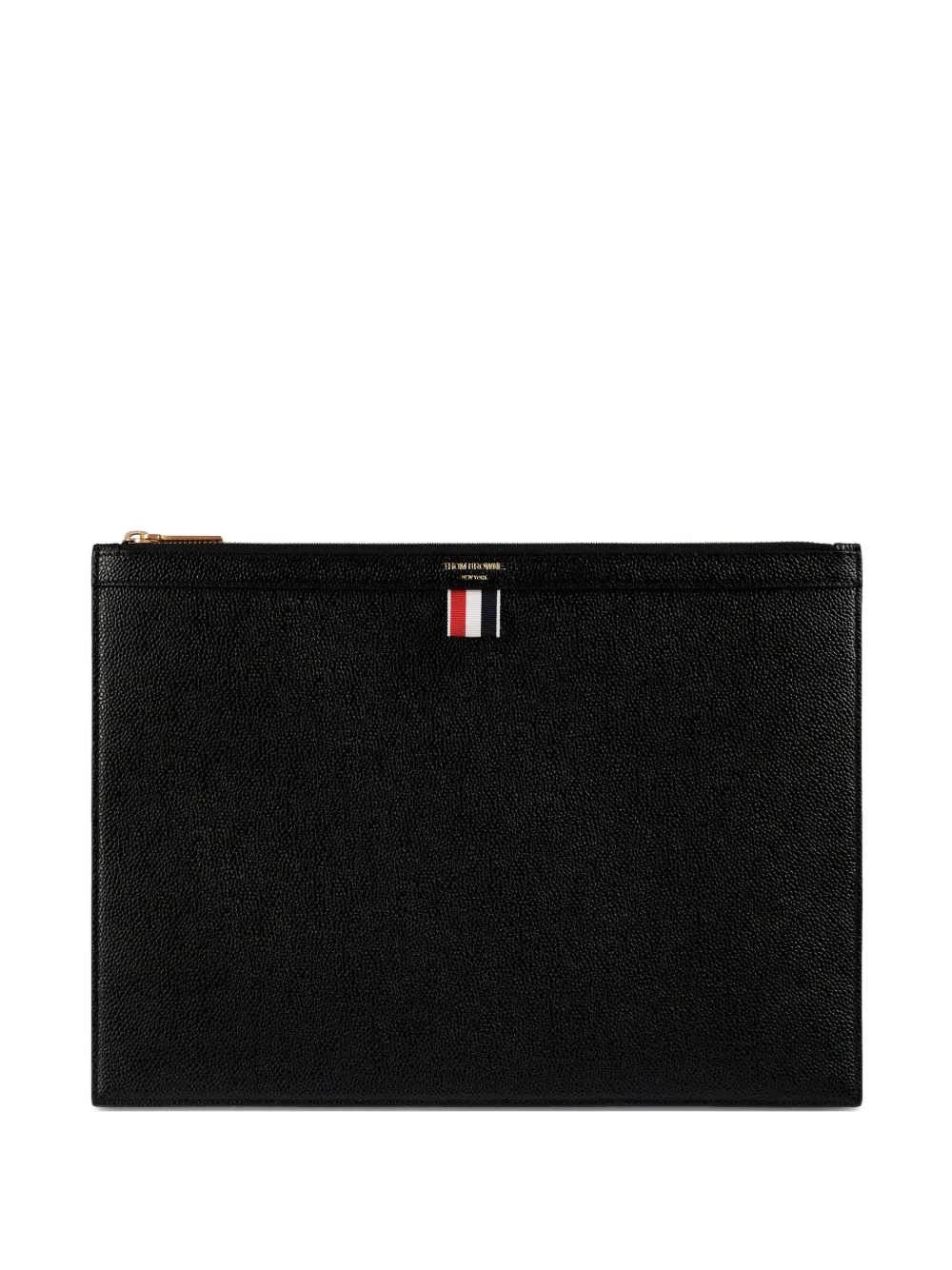 Thom Browne logo-detail leather clutch bag - Nero
