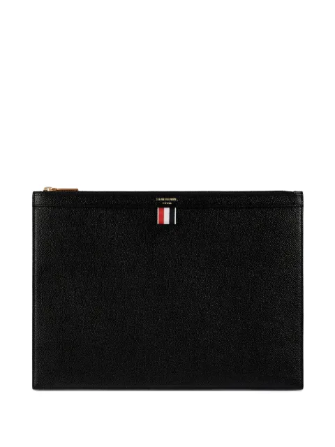 Thom Browne logo-detail leather clutch bag