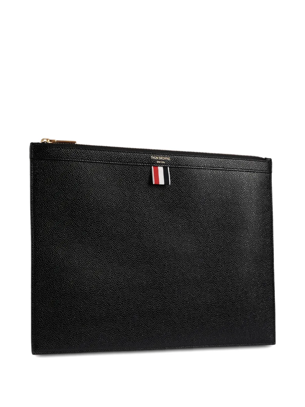 Thom Browne logo-detail leather clutch bag Zwart