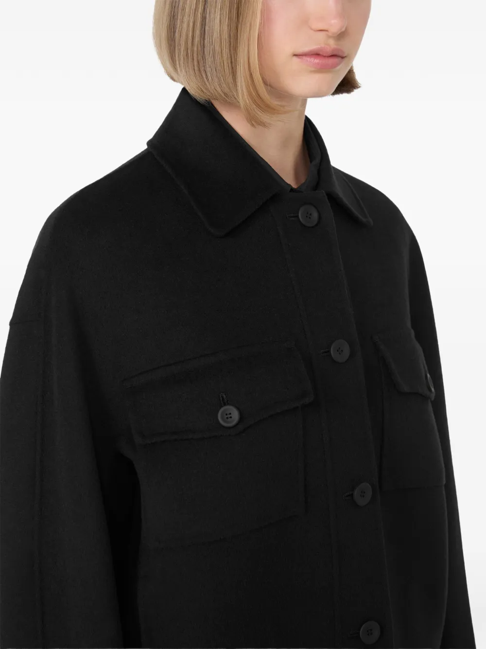 Max Mara Button-fastening Jacket In Black