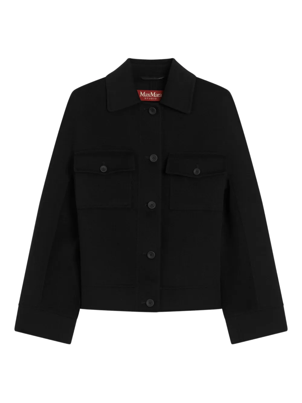 Max Mara Button-fastening Jacket In Black