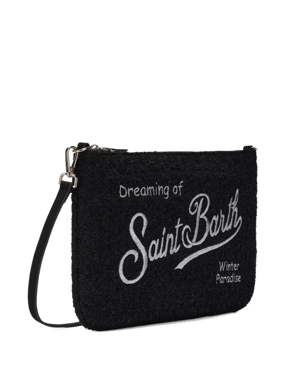 Mc2 Saint Barth Parisienne Embroidered Clutch Bag In Black