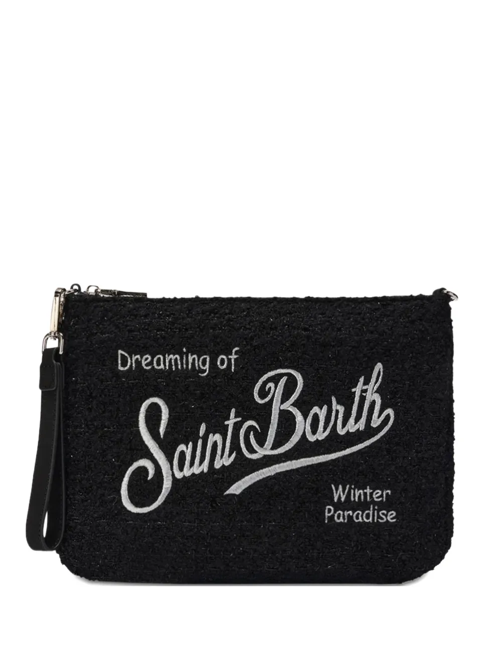 Mc2 Saint Barth Parisienne Embroidered Clutch Bag In Black