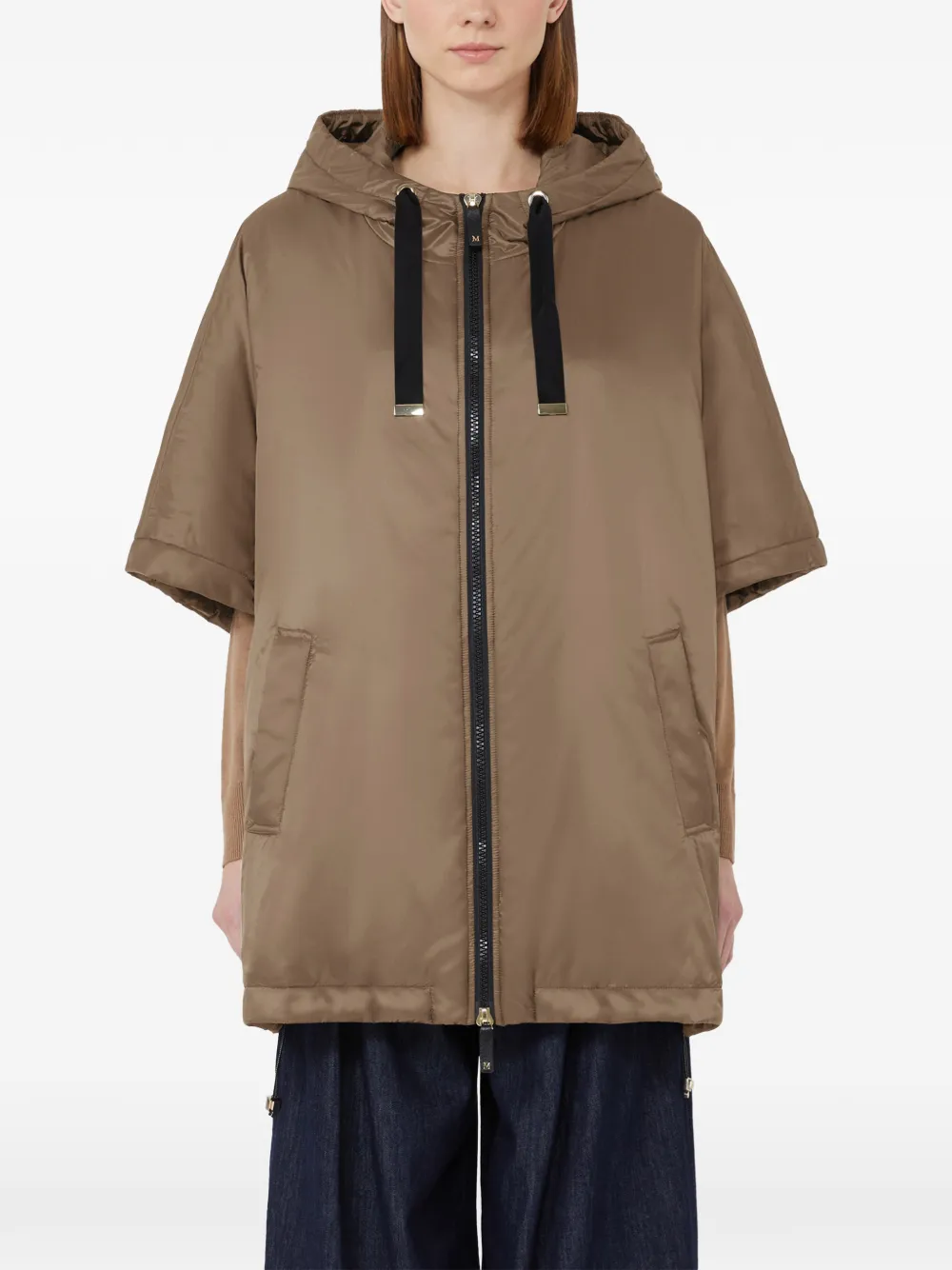 Max Mara Hooded Zip-fastening Jacket In Brown
