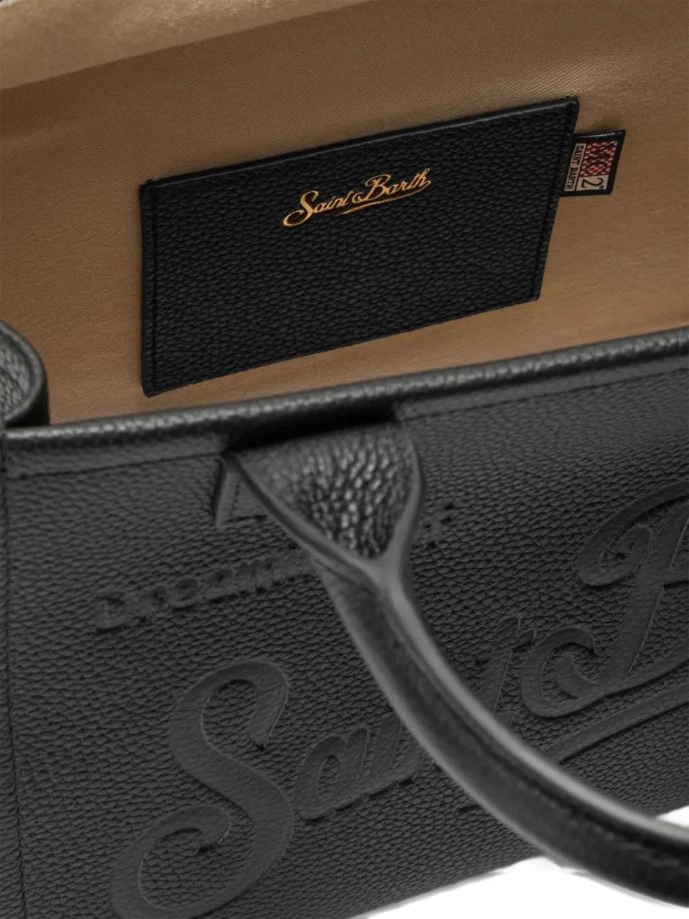 MC2 Saint Barth medium Vanity embossed-logo leather tote bag Zwart