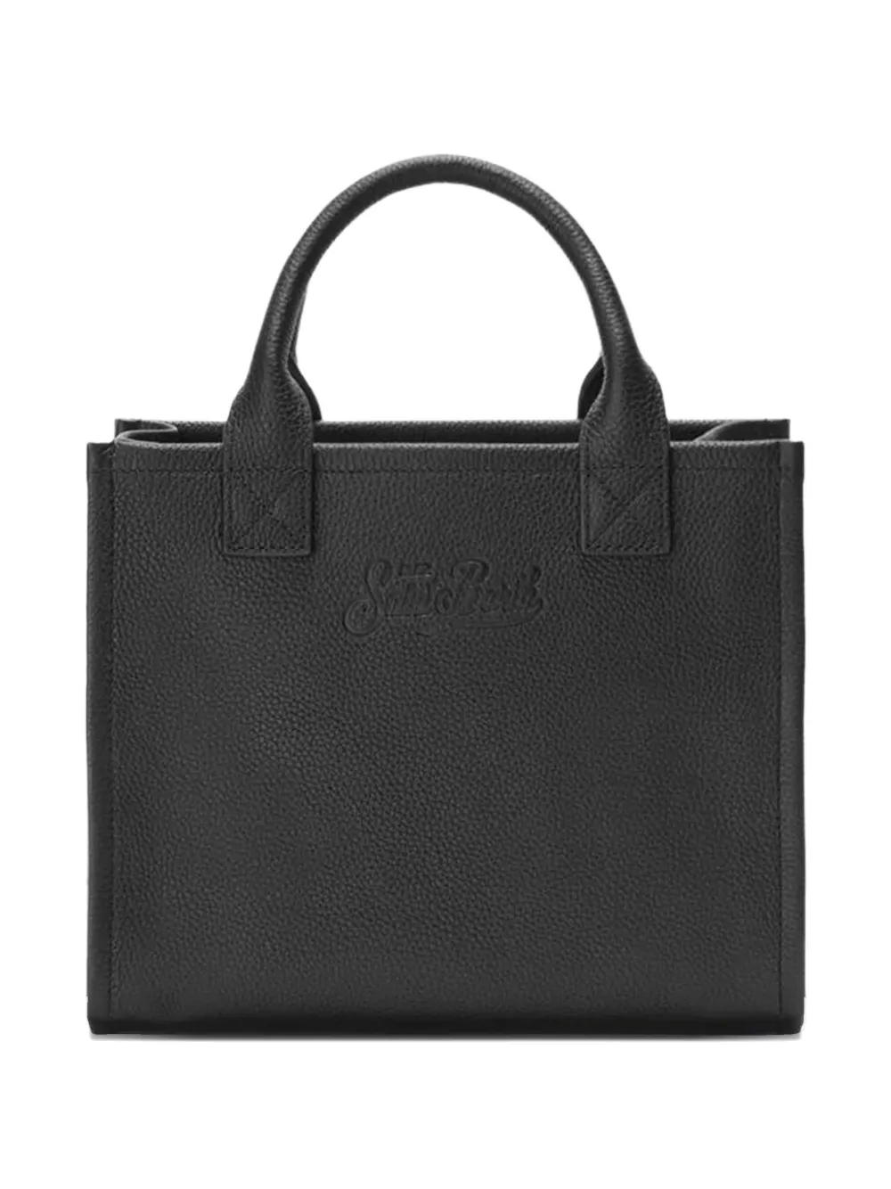 MC2 Saint Barth medium Vanity embossed-logo leather tote bag - Zwart