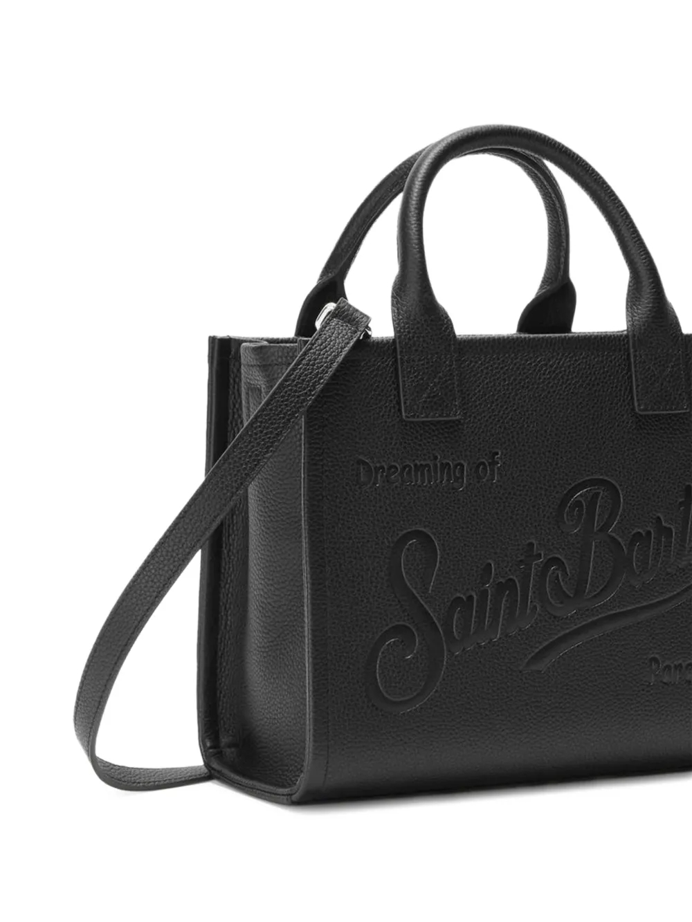 MC2 Saint Barth medium Vanity embossed-logo leather tote bag Zwart