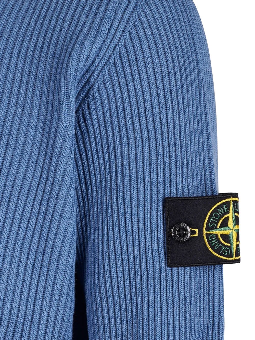 Stone Island ribbed log-patch sweater Blauw