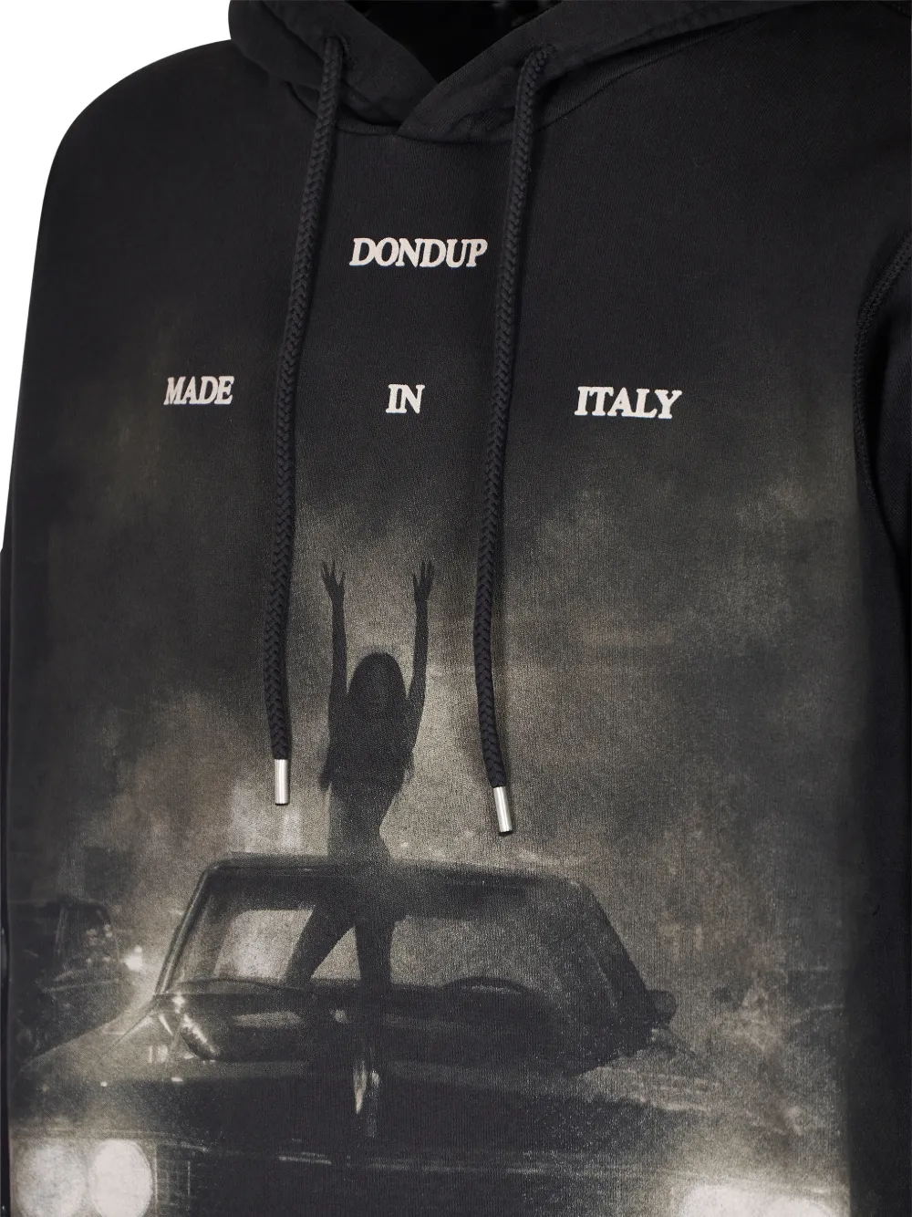 DONDUP graphic hooded hoodie Zwart