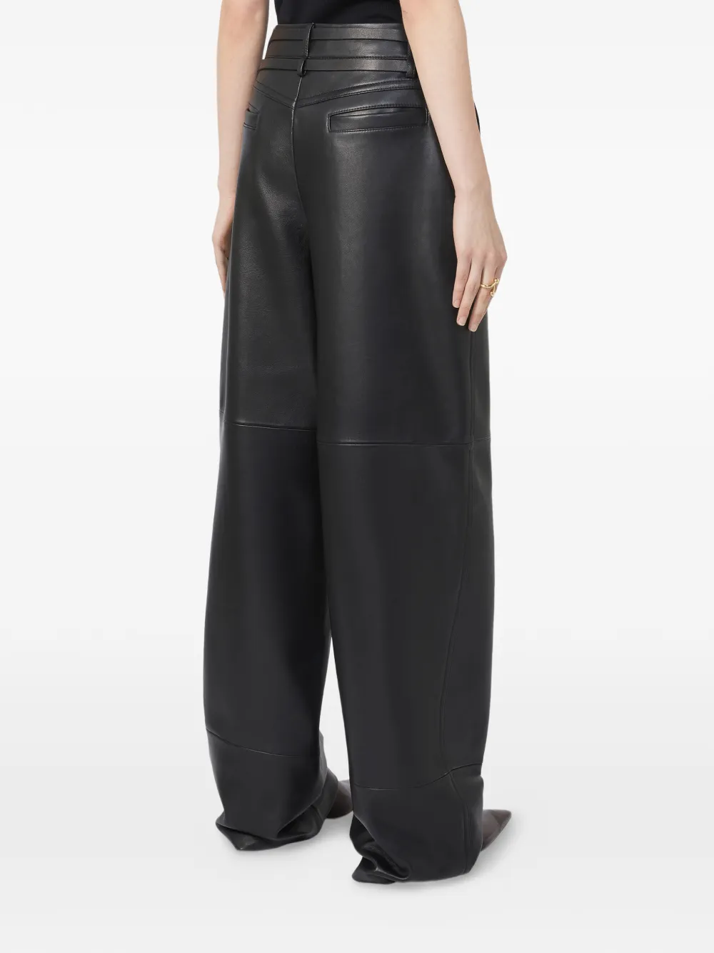 Max Mara Garbo Panelled Leather Trousers In Black