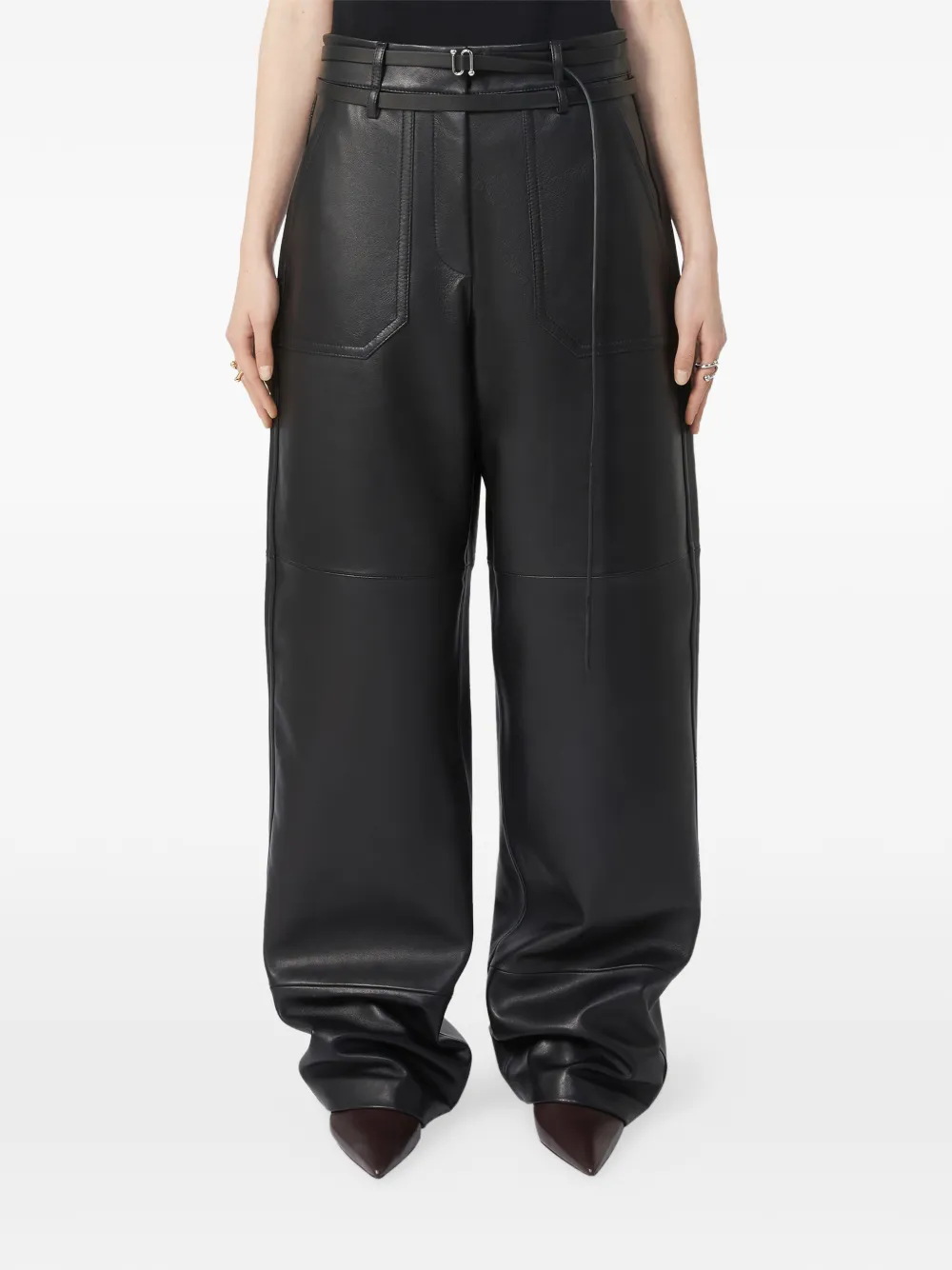 Max Mara Garbo Panelled Leather Trousers In Black