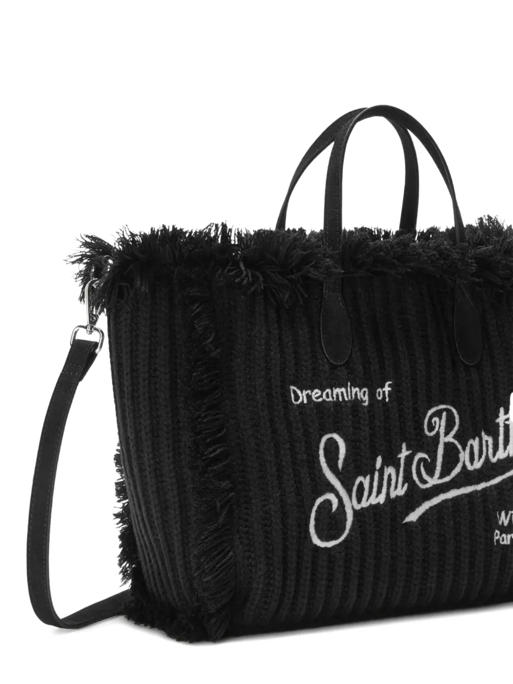 MC2 Saint Barth fringed embroidered-logo tote bag Zwart